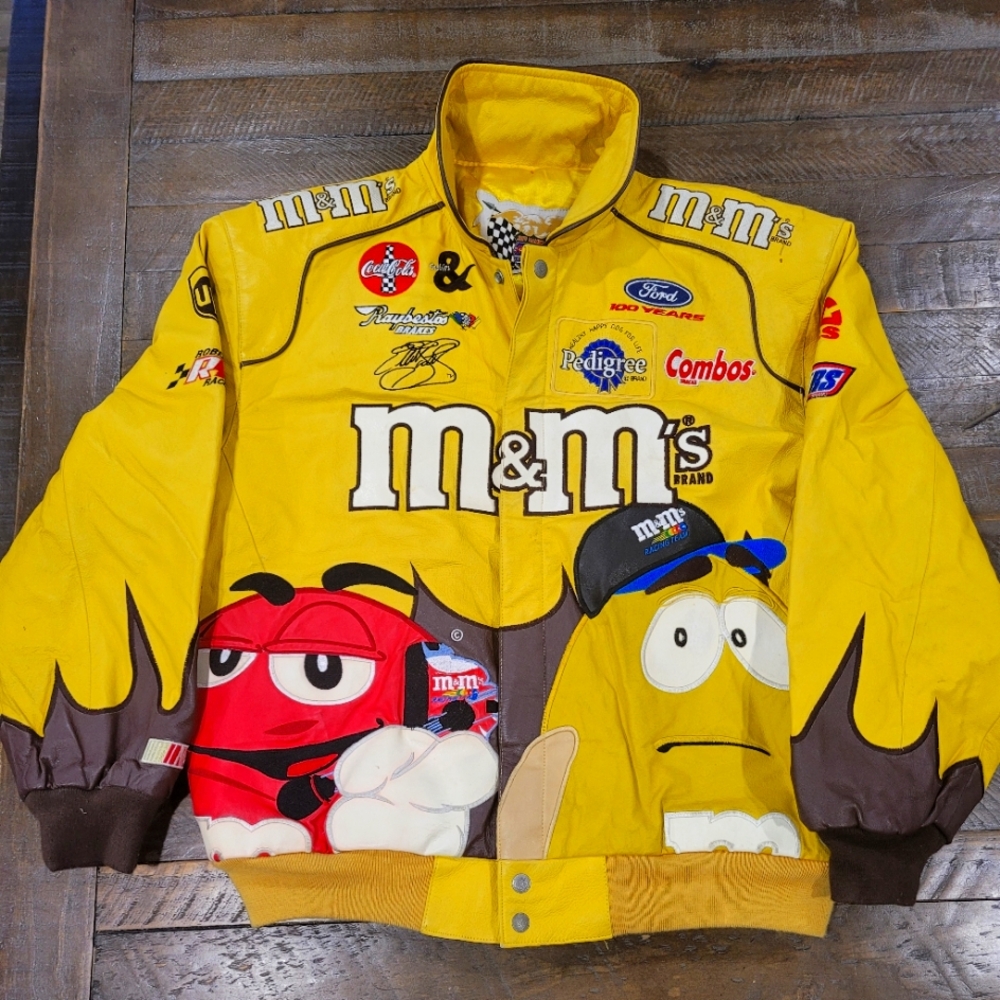 Authentic Jeff Hamilton Racing Collection leather jacket w/ rare chocolate cuffs